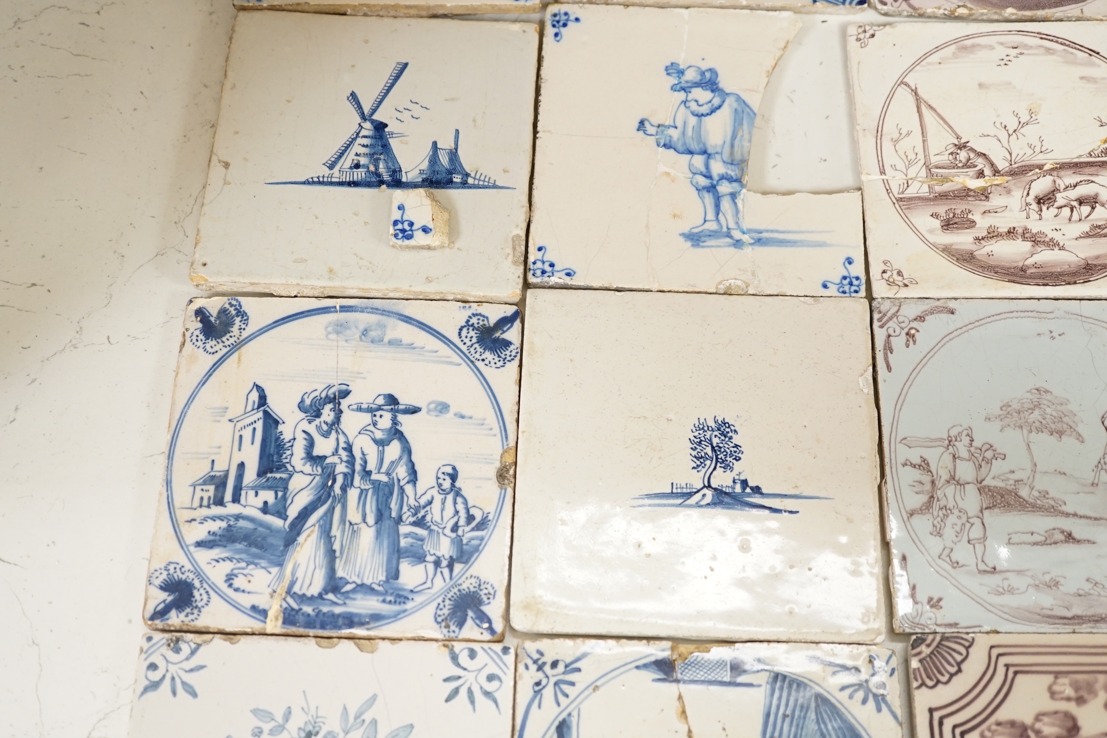 A collection of 18th and 19th century Delft tiles